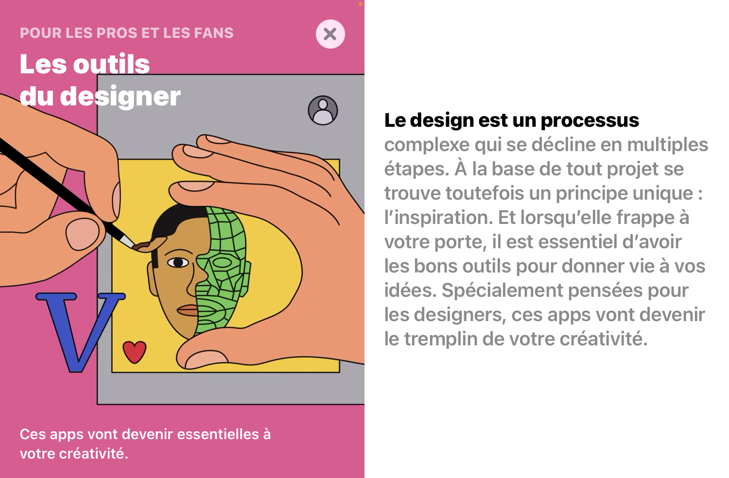 Article d'apple, vu le 6 mars 2022. "Les outils du designer"